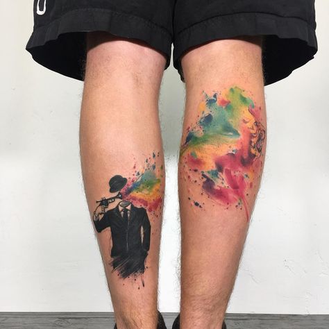 Tattoo artist Emrah De Lausbub authors abstract watercolor tattoo | Germany Watercolour Tattoo Men, Tato 3d, Tattoo Bunt, Germany Tattoo, Tato Suku, Tato Jari, Yakuza Tattoo, Kunst Tattoos, Epic Tattoo