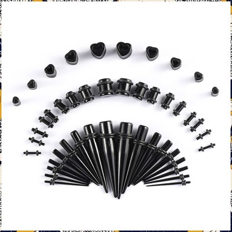 Memsion Ear Stretching Kit Gauges for Ears, 46 Pcs 14G-00G Ear Gauges Expander Set Acrylic Ear Tapers and Plugs Body Earring 0g Stretched Ears, Body Piercing Kit, Ear Stretching, Tapers And Plugs, Earring Piercing, Ear Tapers, Piercing Kit, Heart Piercing, Earring Hole