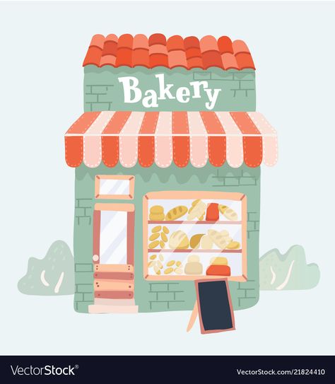 Bakery Facade, Cartoon Building, 강아지 그림, Shop Illustration, Bakery Shop, Shop Front Design, Vector Cartoon, Shop Front, Dog Snacks