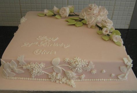 Birthday fruit cake-Girly pink floral Snowflake 3d, Cake Show, Cake Gallery, White Snowflake, Pink Colour, 3d Effect, Fruit Cake, 21st Birthday, Custom Cakes