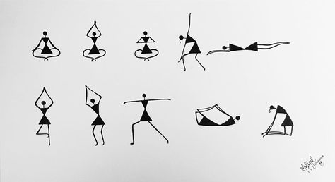 WOW Warli on Instagram: ““Yoga means addition – addition of energy, strength and beauty to body, mind and soul.” “Happy International Yoga Day To All” 🌻  #warli…” Worli Painting, Class Painting, Happy International Yoga Day, Warli Painting, Warli Art, International Yoga Day, Poster Drawing, Yoga Day, Yoga Art