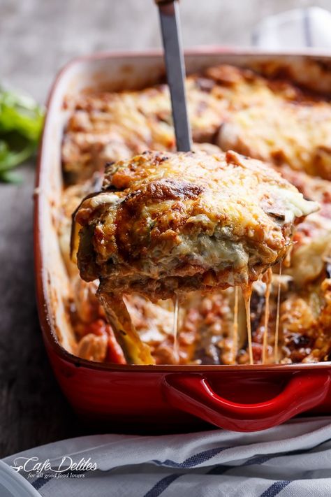 Sausage Eggplant Lasagna With Ricotta Pesto | http://cafedelites.com Ricotta Pesto, Lasagna With Ricotta, Low Carb Lasagna, Eggplant Lasagna, Keto Lasagna, Cafe Delites, Eggplant Recipes, Lasagna Recipe, Ketogenic Recipes