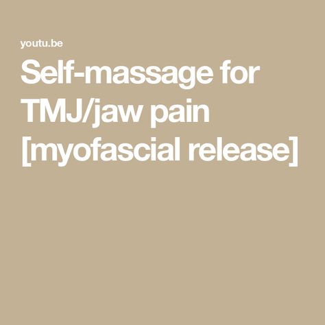 Self-massage for TMJ/jaw pain [myofascial release] Myofascial Release Massage, Jaw Pain, Myofascial Release, Self Massage, Be Gentle, Workout Ideas, Facial Massage, Take Your Time, Reflexology