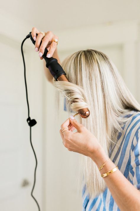 How to Curl Long Hair FAST & Keep your Hair Healthy featured by top Utah beauty blog, A Slice of Style: image of a woman holding a curling wand Curl Long Hair, Long Hair Fast, How To Curl Hair, Haircut For Big Forehead, Longer Hair Faster, Wand Hairstyles, Curls For Long Hair, Long Face Hairstyles, Face Shape Hairstyles