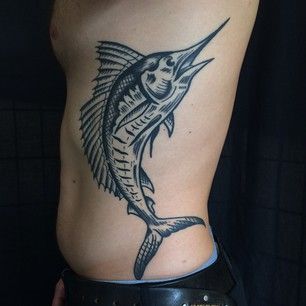 34 Incredible UK Tattoo Artists To Follow On Instagram Marlin Tattoo, Swordfish Tattoo, Sailing Tattoo, Ocean Theme Tattoos, Sail Fish, Marine Tattoo, Swimming Tattoo, Relief Carving, Theme Tattoo