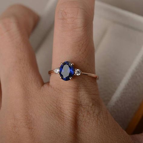 Sapphire ring blue gemstone ring wedding ring oval cut Rose Gold Engagement Ring Set, Vintage Sapphire Ring, Gemstone Wedding Rings, Blue Gemstone Rings, Vintage Sapphire, Sapphire Engagement Ring Blue, White Gold Wedding Rings, Engagement Rings Opal, Diamond Cluster Ring