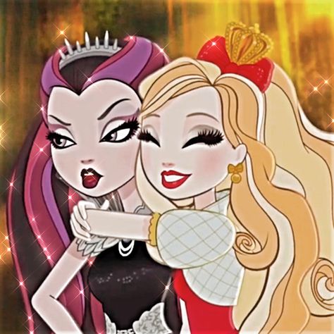 raven queen x apple white | raven queen x apple white eah | raven x apple eah | raven ever after high | apple white ever after high | eah icon Raven Ever After High, Apple White Ever After High, Ever After High Icons, Ever After High Apple White, Anime Characters Birthdays, Halloween Duos, White Raven, Raven Queen, Queen Aesthetic