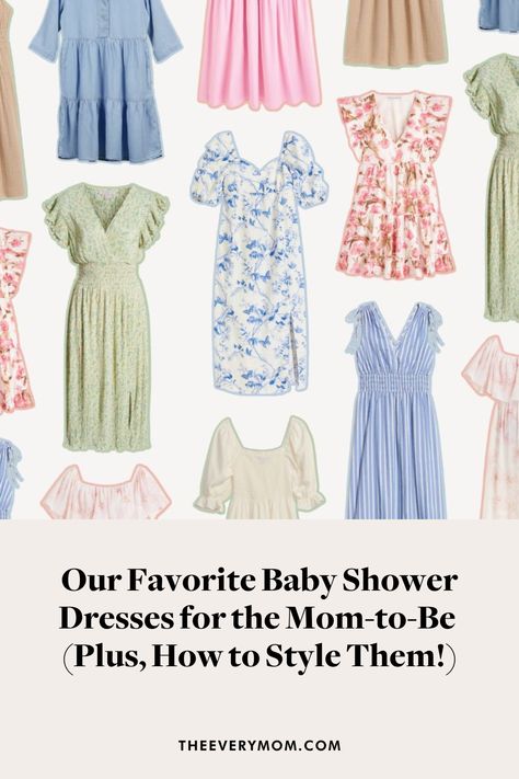 Our Favorite Baby Shower Dresses for the Mom-to-Be Baby Shower Look For Mom, Blue Baby Shower Dress, Pink Baby Shower Dress, Maternity Baby Shower Dress, Bump Friendly Dress, Maternity Dresses For Baby Shower, Baby Shower Dress, Post Partum Outfits, Cami Midi Dress