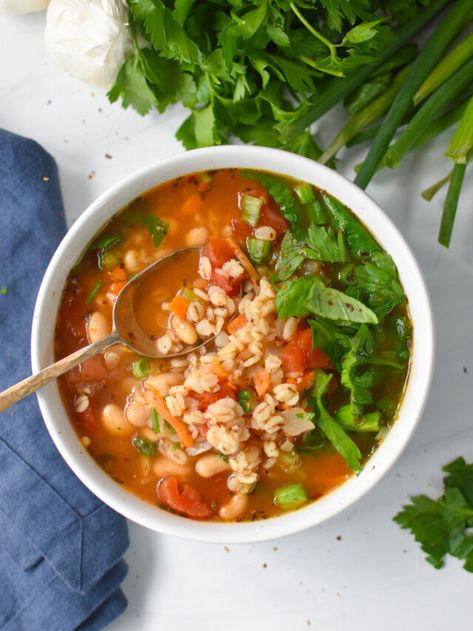 Lebanese Lentil Soup, Pearled Barley, Light Soup, Vegetable Barley Soup, Light Soups, Red Lentil Soup, Healthy Grains, Barley Soup, Instant Pot Soup