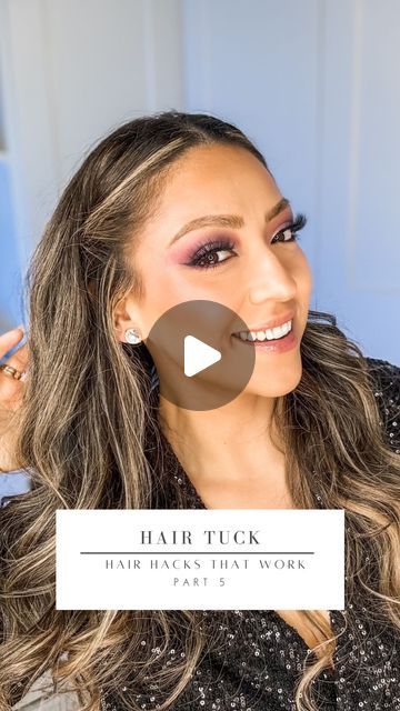 Karla Kazemi on Instagram: "✨Save and try this cute and easy hairstyle later!✨

Such an easy hair hack to elevate your look and keep your hair out of your face😍 Makes for the perfect date night look or Valentine’s Day hairstyle!

Comment “LINK” and I’ll send you links to all the products and outfit details straight to your DM’s!💕

✨ @dynamiteclothing - sequins romper 
✨ @moroccanoil - Hydrating Styling Cream to slick back any fly aways
✨ @theouai - Hair Oil to fight off any frizz
✨ @lillylashes - Doha lashes
✨ @hourglasscosmetics - foundation
✨ @anastasiabeverlyhills - brow wiz 
✨ @patricktabeauty - blush and eyeshadow
✨ @charlottetilbury - contour wand 
✨ @maccosmeticscanada - lipstick

Would you try this out!?🙈💕🤌
•
•
•
•
#hairtutorial #halfuphalfdown #hairstyletutorial #easyhairstyl Sequins Romper, Contour Wand, Date Night Hair, Hair Tuck, Hair Hack, Perfect Date Night, The Perfect Date, Sequin Rompers, Slick Back