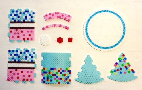 3D Perler Bead Food, Dessert, Cake Pixel Art Patterns by Kyle McCoy Perler Bead Food, Cake Pixel Art, Perler Designs, Melty Bead Patterns, Pearl Beads Pattern, Perler Ideas, Easy Perler Beads Ideas, 3d Perler Bead, Beads Patterns