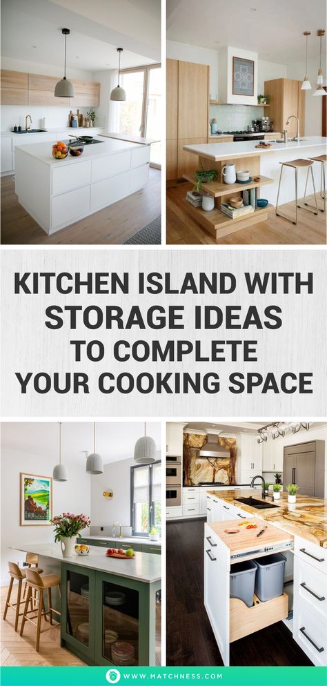 Kitchen Island with Storage Ideas to Complete Your Cooking Space - Matchness.com Island Cabinet Storage Ideas, Small Kitchen Island Storage Ideas, Under Island Storage Ideas, Under Kitchen Island Storage Ideas, Kitchen Island With Seating And Storage, Under Island Storage, Kitchen Island Ideas Storage, Kitchen Islands With Storage, Island Storage Ideas