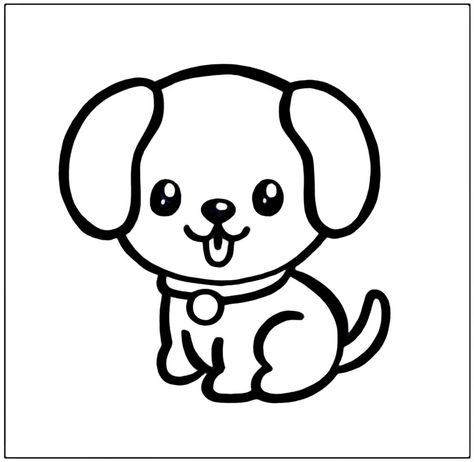 Dog Drawing Ideas Easy, Simple Dog Drawing For Kids, Simple Dog Drawing, Cute Cat Drawing Easy, Dog Drawing For Kids, Dog Drawing Easy, Puppy Drawing Easy, Easy Pictures, Dog Drawing Simple