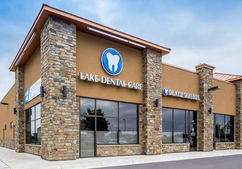 Dental Office Exterior, Dental Clinic Ideas, Dental Office Design Interiors, Clear Aligners, Exterior Signage, Big Lake, Dental Office Design, Dentist Office, Dental Surgery