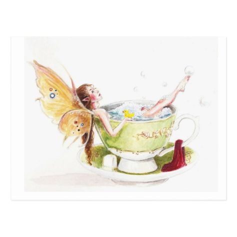 Drinking Tea Drawing, Tea Drawing, Magical Paintings, Tea Diy, Magical Land, Vintage Mermaid, Watercolor Ideas, Fairy Magic, Vintage Teacups