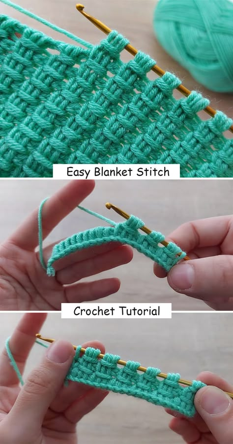 Easy Blanket, Crochet Blanket Stitch Pattern, Corak Menjahit, Pola Macrame, Tunisian Crochet Patterns, Keychain Crochet, Crochet Stitches For Blankets, Crochet Stitches Free, Easy Crochet Blanket