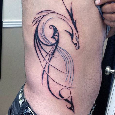 Male With Rib Cage Outline Tribal Dragon Tattoo Dragon Rib Tattoo, Dragon Tattoo On Ribs, Rib Tattoo Quotes, Flower Tattoo On Ribs, Rib Tattoos For Guys, Cage Tattoos, Mastectomy Tattoo, Tattoo Diy, Chinese Dragon Tattoos