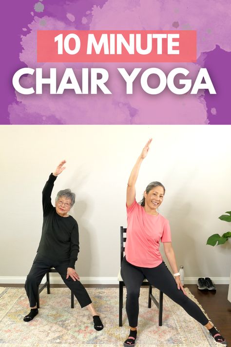 Let’s relax our minds and bodies this week with some yoga. This gentle workout will strengthen your muscles, mobilize your joints, increase flexibility, and calm your mind in 10 minutes. It’s a great one for seniors and beginners. So let’s relax and breathe together today. Tap the link to get started! #seniorfitness #beginnerfitness #yoga #10minuteworkout #stretching #athomeworkout #flexibility #muscles #strengthbuilding #calming #relax #breathe #yes2next Chair Stretches For Flexibility, 10 Minute Chair Yoga For Beginners, Yoga For Seniors Beginners, Chair Yoga Sequence For Seniors, Chair Yoga For Seniors Free, Bone Strengthening Exercises, Pop Sugar Fitness, Free Chair Yoga, Chair Yoga For Beginners