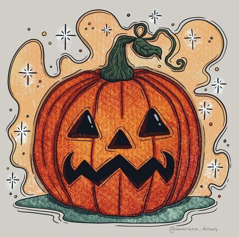 Pumpkin Fairy House Drawing, Spooky Drawings Ideas, Things To Draw In Your Sketchbook Halloween, Marker Art Halloween, Pumpkin How To Draw, Halloween Marker Drawings, Fall Marker Art, Punkin Drawings, Fall Cute Drawings