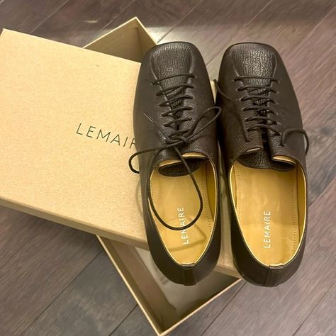 New Lemaire Souris leather lace-up shoes Good Bye, Women's Loafers, Loafers For Women, Shoe Shop, Lace Up Shoes, Leather And Lace, Calf Leather, Lace Front, Dark Brown