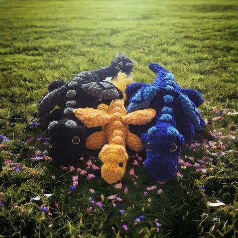 Sgaeyl! 🐉 💙 Crocheted another dragon because, let's face it, I can't get enough! Meet Sgaeyl from Fourth Wing, joining Tairn and Andarna. Took a stab at making her daggertail, too, of course. 🗡️ Now, onto the next dragon..... Feirge, Deigh, Aotrom, or Sliseag? 🤔 Decisions, decisions! Amazing no-sew dragon pattern by @crochetbygenna #dragon #fourthwing #ironflame #onyxstorm #rebeccayarros #obessed Fourth Wing Crochet, Dragon Toys, Crochet Dragon, Dragon Pattern, Baby Dragon, Crochet Books, Christmas Crochet Patterns, Toys Gift, Crochet Animals