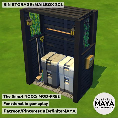 Sims 4 Functional Mailbox Cc, Sims4 Mailbox Cc, Sims 4 Trash Can, Sims 4 Mailbox Cc, Sims4 Inspiration, Minecraft Storage Room, Sims Room, Minecraft Storage, Sims 4 Loft