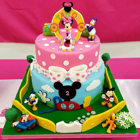 Mickey Mouse Club House Cakes, Minnie Mouse Clubhouse Cake, Mickey Mouse Clubhouse Cake Ideas, Mickey Mouse Funhouse Cake, Mickey Clubhouse Cake, Disney Theme Cake, Mickey Mouse Clubhouse Birthday Cake, Moana Birthday Party Cake, Mickey Mouse Clubhouse Cake