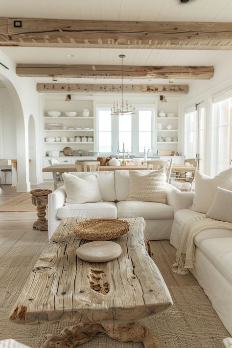 Neutral Coastal Decor, Farmhouse Living Room Decor Ideas, Coastal Living Rooms, Beach House Interior, Coastal Living Room, Farmhouse Living Room, Farmhouse Decor Living Room, Farmhouse Living, A Living Room