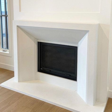 Beveled Fireplace Surround, Ortal Fireplace, Cast Stone Fireplace Surround, Limestone Fireplace Surround, Wooden Fireplace Surround, Limestone Mantel, Utah House, Indoor Fireplaces, Cast Stone Fireplace