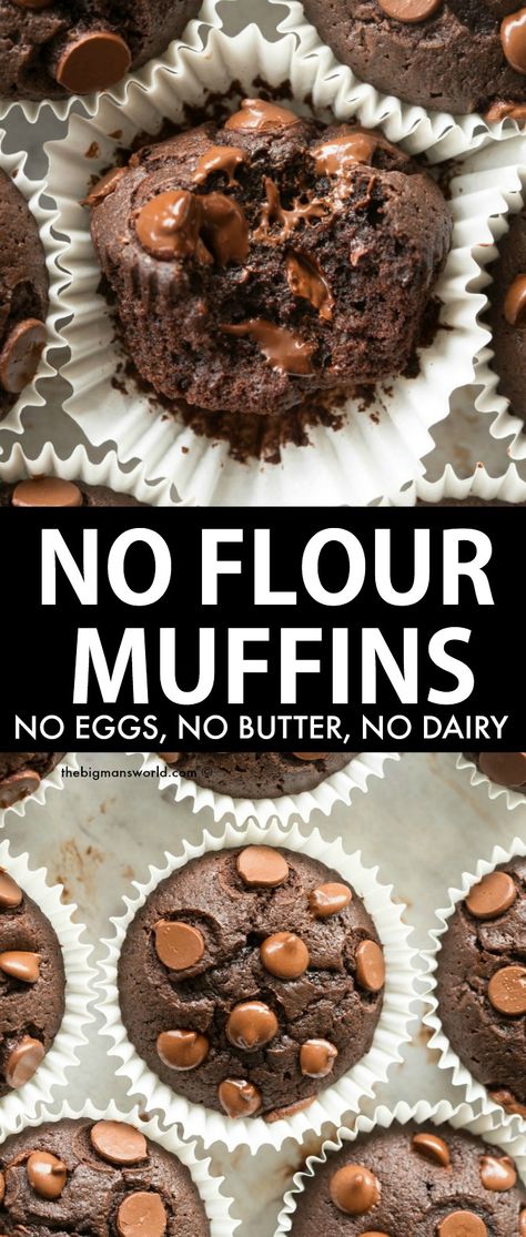 Muffins No Butter, Muffins No Eggs, Flourless Chocolate Muffins, Oat Muffins Healthy, Egg Free Muffins, Oat Flour Muffins, Flourless Muffins, Chocolate Muffins Recipe, Healthy Chocolate Muffins