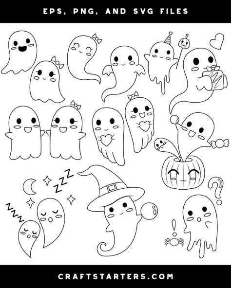 Black And White Clip Art, Ready For Halloween, Halloween Clipart, Free Clipart, Free Halloween, Cute Ghost, Digital Stamps, Halloween Art, Png Transparent