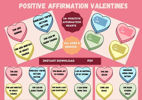 Valentine’s Day Mental Health, Mental Health Activity, Health Bulletin Boards, Counseling Tools, Random Act Of Kindness, Valentine Words, Mental Health Activities, Health Activities, Positive Affirmation Cards