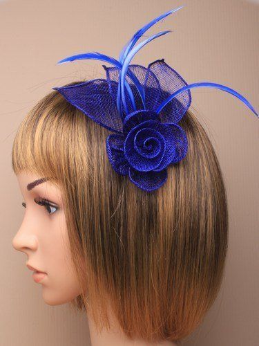 Royal Blue Fascinator, Facinator Hats, Royal Blue Hair, Fascinator Hats Diy, Fascinator Hair, Royal Blue Flowers, Classy Hats, Blue Fascinator, Silver Head Piece