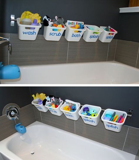 Bathroom Toy Storage, Bathtub Toy Storage, Creative Toy Storage, Diy Small Apartment, Toy Storage Ideas, Bath Toy Storage, Baby Room Storage, Bathroom Toys, Diy Toy Storage