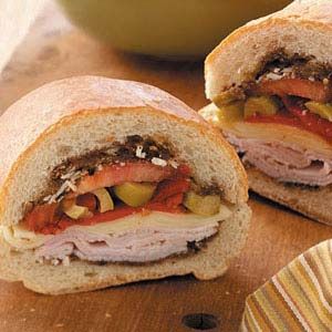 Muffaletta Recipe, Muffuletta Recipe, Sandwich Turkey, Muffaletta Sandwich, Muffuletta Sandwich, Olive Spread, Soups And Sandwiches, Recipes Sandwiches, Deli Turkey