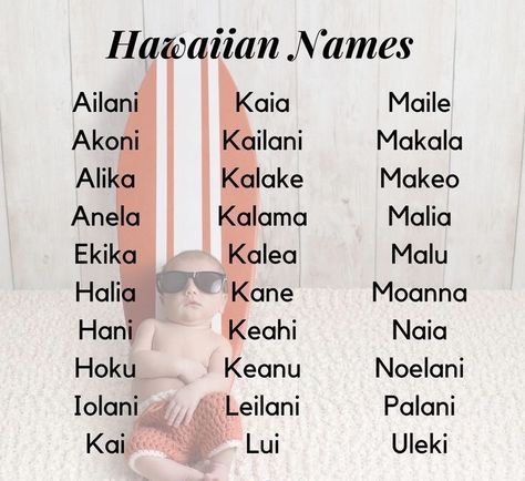 Hawaiian Baby Names, Hawaiian Baby Girl Names, Hawaiian Girl Names, Hispanic Baby Names, Hawaiian Names, Southern Baby Names, Unisex Baby Names, Unisex Name