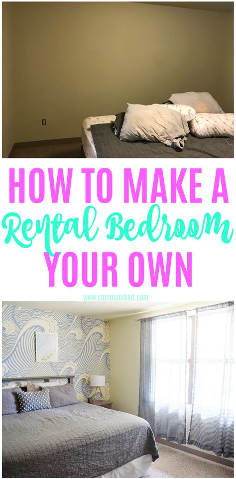 How To Make A Rental Your Own: Master Bedroom Edition Apartment Rental Decorating, Rental House Decorating, Rental Bedroom, Inexpensive Decor, Trendy Apartment, Cute Dorm Rooms, Apartment Rental, Rental Decorating, Easy Cheap