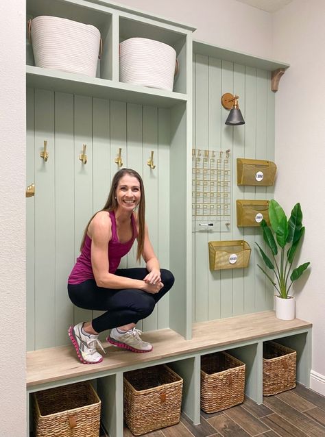 How To Create A Built-In Mudroom | DIY Mudroom Project Garderobe Diy, Mudroom Cubbies, Diy Sideboard, Casa Garage, Mudroom Remodel, Mudroom Cabinets, Mudroom Makeover, Diy Mudroom, Ikea Closet