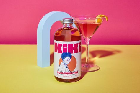 Oat Studio's bright, bouncy and fun identity for bottled cocktail brand Kiki | Creative Boom