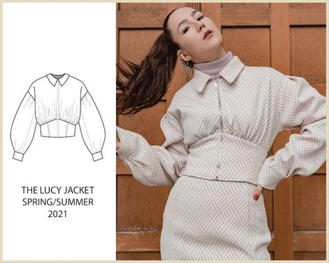 PATTERN the LUCY Jacket THISISKACHI - Etsy Australia Jacket Sewing Pattern, Jacket Sewing, Boho Crop Tops, Jacket Pattern Sewing, Mood Fabrics, Maid Dress, Jacket Pattern, Pants Pattern, Handmade Fashion