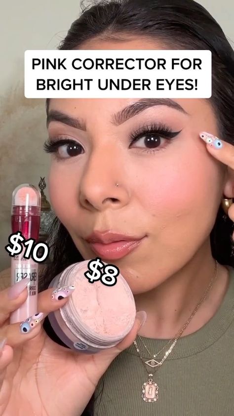 Pink Under Eye Concealer, Pink Concealer Under Eyes, Pink Under Eye Makeup, Pink Undereye, Bright Under Eye, Target Skincare, Under Eye Brightener, Maybelline Concealer, Under Eye Makeup