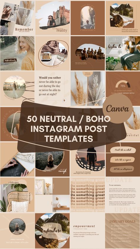 Boho Instagram Theme, Small Business Social Media, Boho Theme, Social Media Engagement, Social Media Business, Instagram Post Template, Post Templates, Beautiful Destinations, Instagram Feed