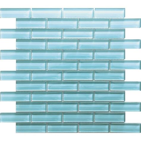 The classic brick shape has been revived with a touch of modern glass shine in this mosaic tile design. Bright Blue Kitchen, Brick Pattern Tile, Garden Cabin, Modern Kitchen Backsplash, Future Bathroom, Girl Bathroom, Turquoise Kitchen, Mosaic Tile Designs, Teal Bedroom