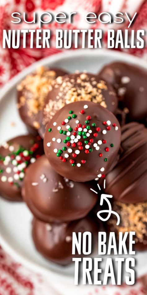 Nutter Butter Christmas Ideas, Nutter Butter Balls Recipe, No Bake Truffles Christmas, Christmas Non Bake Treats, Reindeer Balls Recipe, Little Debbie Truffles, Nutter Butter Truffles Recipes, Diy Nutter Butter Cookies, Peanut Butter Truffles Easy