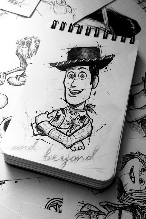 Original Disney Sketches, Disney Outline, Sketch Tips, Toy Story Tattoo, Disney Doodles, Story Drawing, Mouse Drawing, Sketchbook Inspo, Flower Drawings