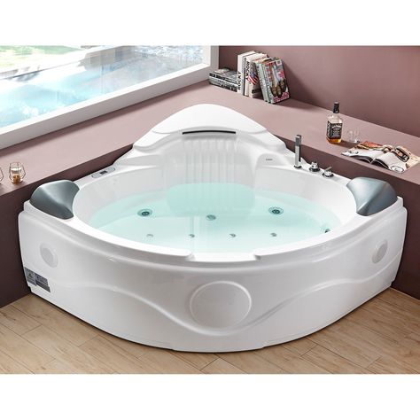 Bathtub For Two, Luxurious Bathtubs, Cascading Waterfall, Corner Tub, The Jets, Whirlpool Bath, Chrome Fixtures, Tub Doors, Corner Design