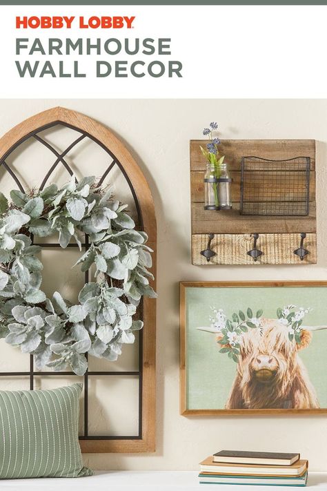 Green Farmhouse Decor, Green Farmhouse, Hobby Lobby Decor, Home Fireplace, Farmhouse Decor Living Room, Wall Decor Ideas, Farm Decor, Updating House, Decor Home Living Room