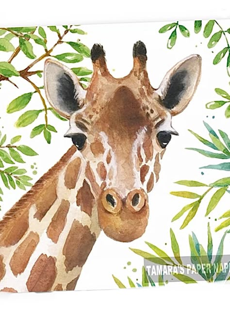 Giraffe Drawing, Giraffe Painting, Paper Napkins For Decoupage, Giraffe Art, A Giraffe, Giraffes, Watercolor Animals, 귀여운 동물, Paper Napkins