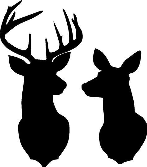 Buck and Doe Deer Silhouette Stencil or Decal, Overall Size Together Approx 16 Across X 18 High STENCIL ONLY Board is Not Included - Etsy Deer Pumpkin Stencil, Deer Silhouette Printable, Doe Silhouette, Deer Template, Deer Outline, Buck Silhouette, Deer Stencil, Doe Deer, Male Deer