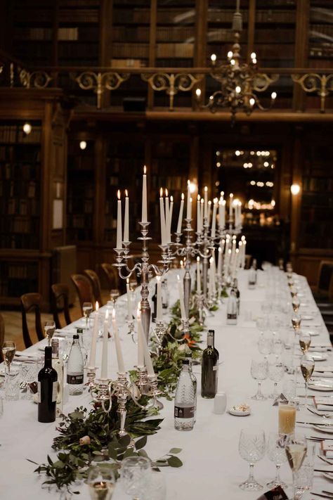 Academia Wedding, Dark Academia Wedding, Edinburgh Wedding Venues, Sleeping Beauty Wedding, Aurora Wedding, Early Spring Wedding, Silver Candelabra, Black And White Wedding Theme, Edinburgh Wedding